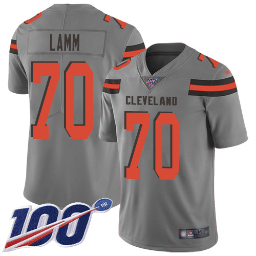 Cleveland Browns Kendall Lamm Men Gray Limited Jersey #70 NFL Football 100th Season Inverted Legend